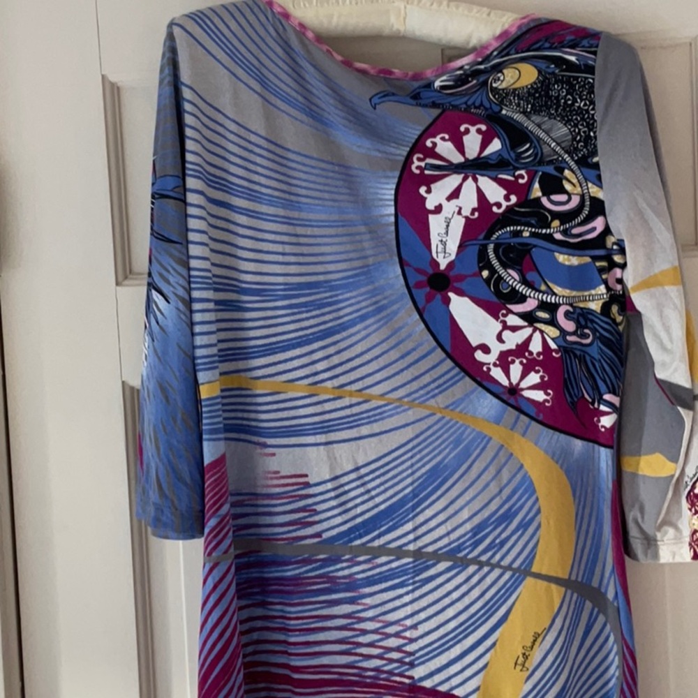 NWOT JUST CAVALLI DRESS eu48 us 12 14 stretch material multicolor XL